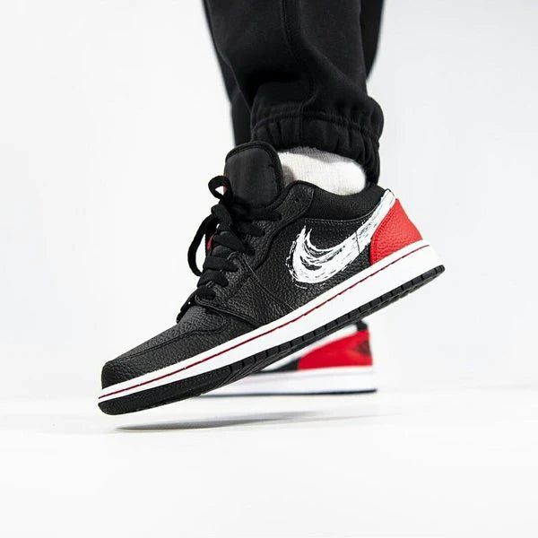 Air Jordan 1 Low Brushstroke Swoosh Black 2 - Image 4
