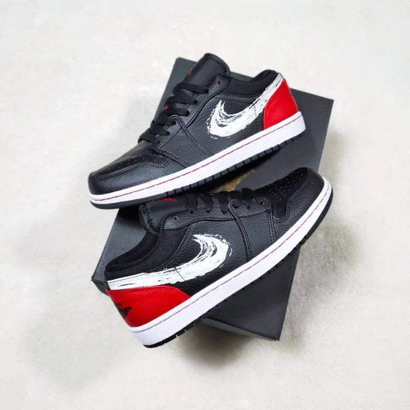 Air Jordan 1 Low Brushstroke Swoosh Black 2 - Image 5