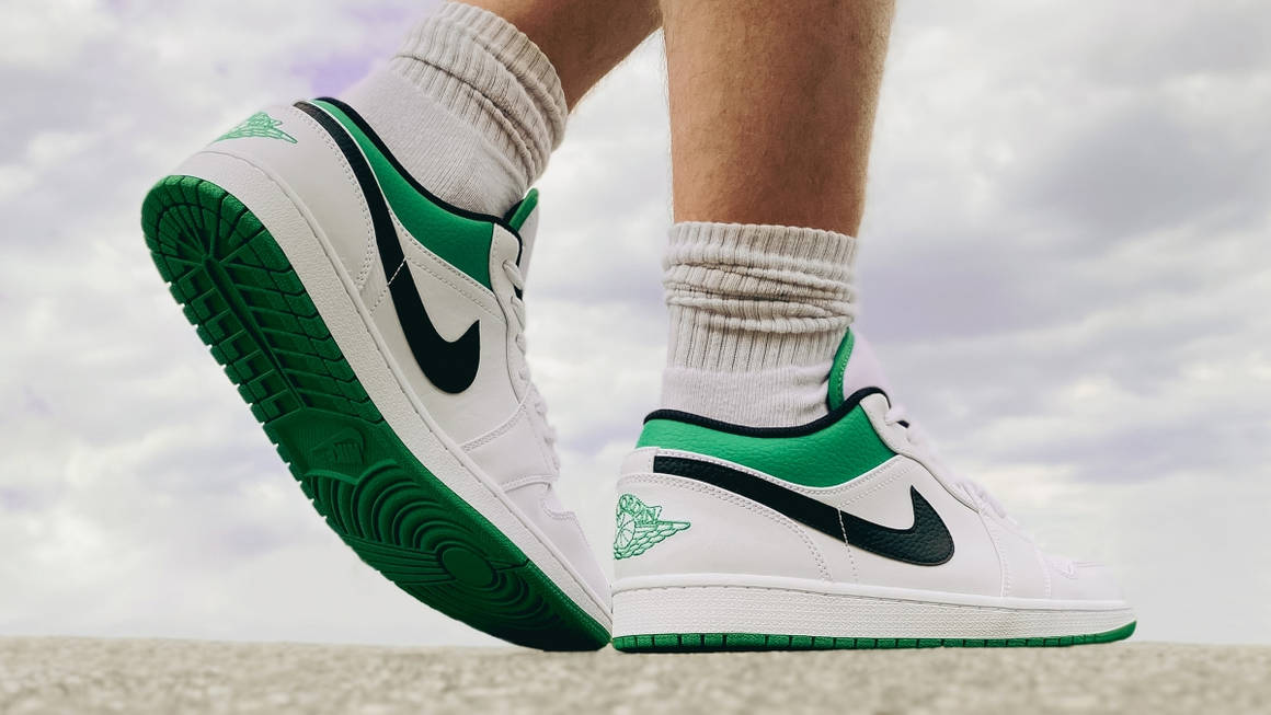 Air Jordan 1 Low White Lucky Green Black - Image 3