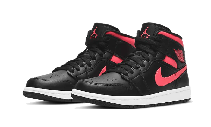Alternative view of Air Jordan 1 Mid Black Siren Red