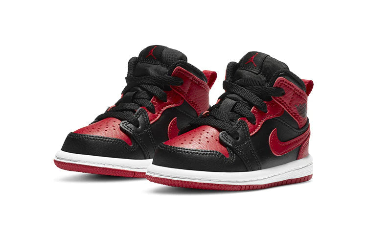 Air Jordan 1 Mid Kids Banned Black Red - Image 3