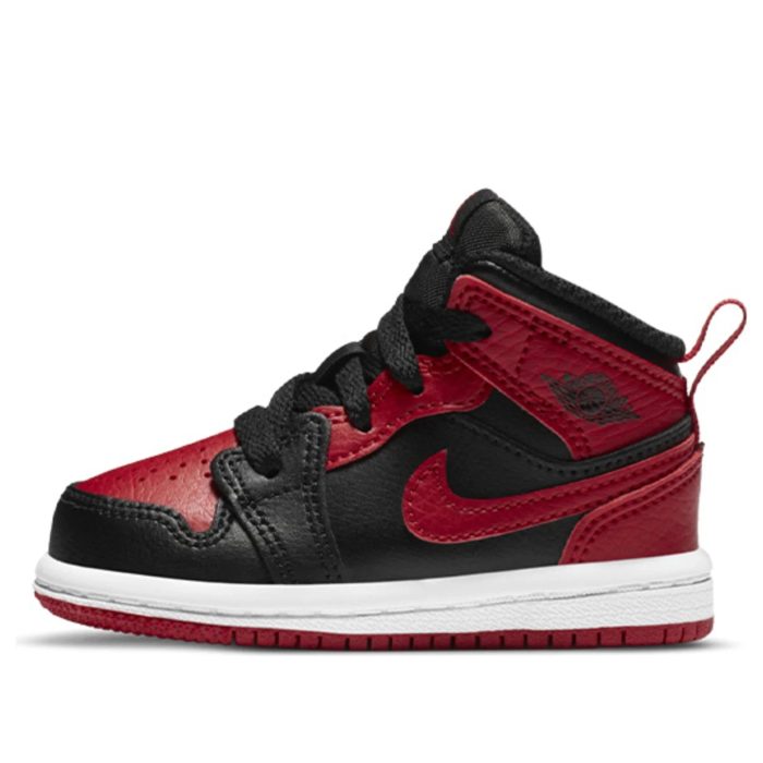 Air Jordan 1 Mid Kids Banned Black Red - Image 6