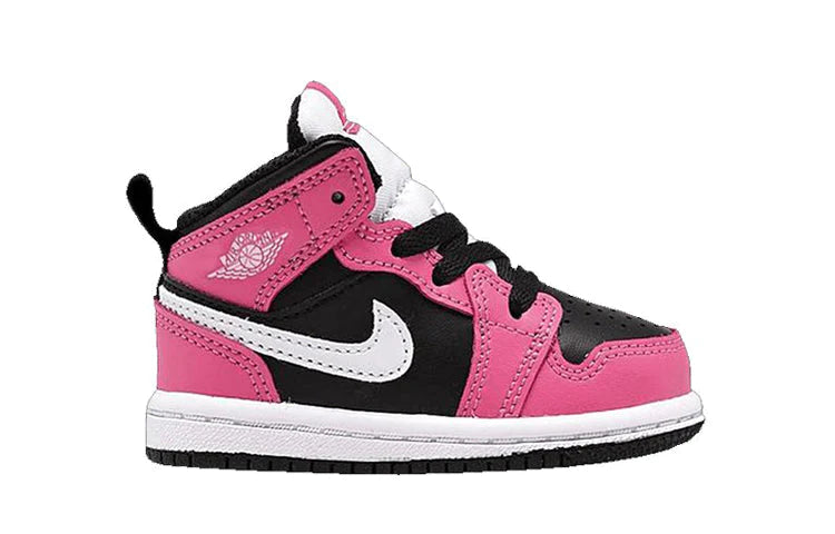 Alternative view of Air Jordan 1 Mid Kids Pink Black