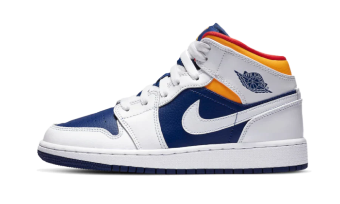 Air Jordan 1 Mid White Laser Orange Deep Royal Blue - Image 6