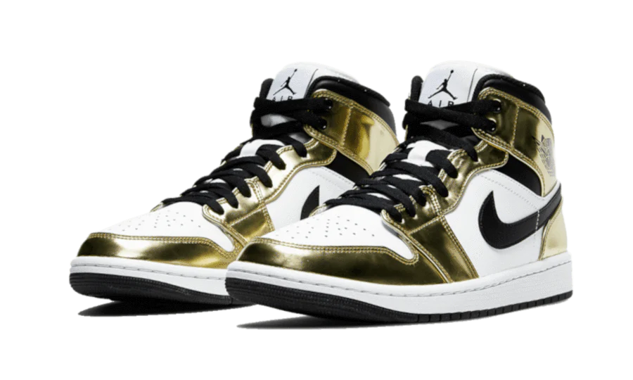 Alternative view of Air Jordan 1 Mid White Metallic Gold