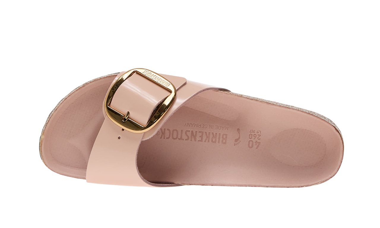 Birkenstock Madrid Big Buckle Natural Leather Patent Pink - Image 3