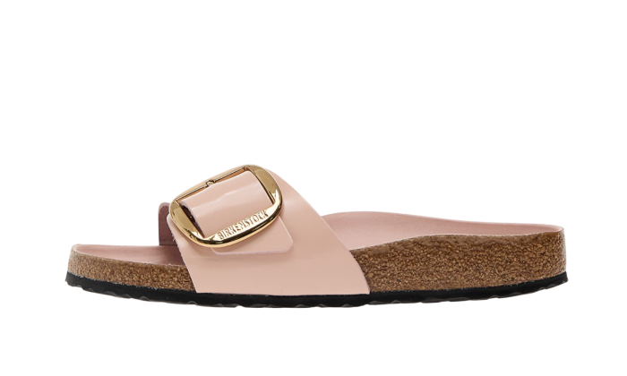 Birkenstock Madrid Big Buckle Natural Leather Patent Pink - Image 7