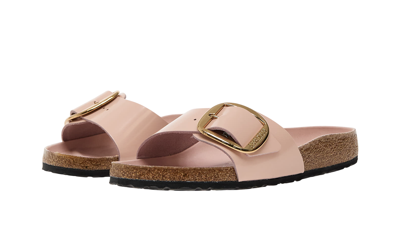 Birkenstock Madrid Big Buckle Natural Leather Patent Pink - Image 5